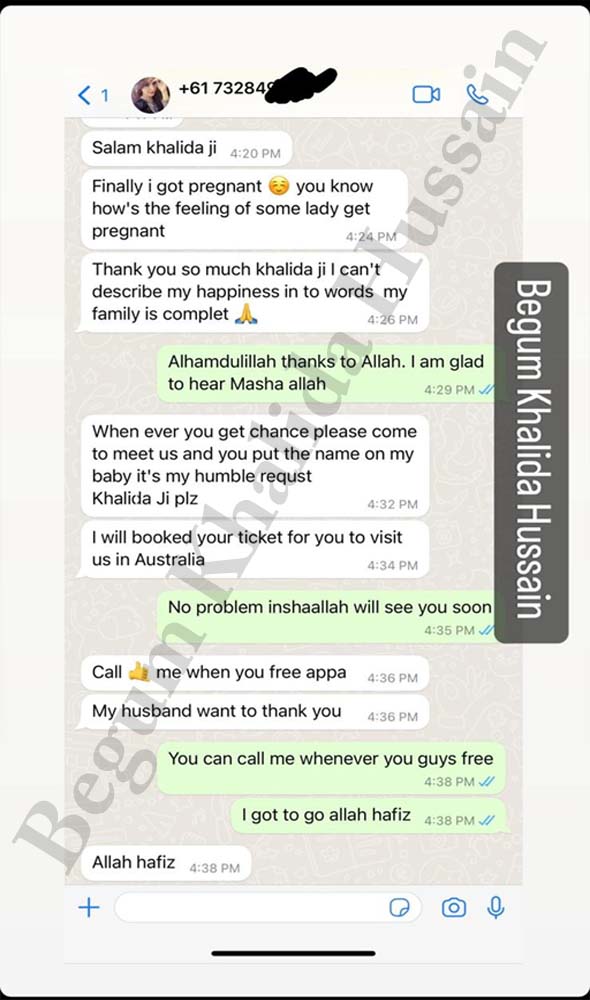 WhatsApp chat feedback of our happy client