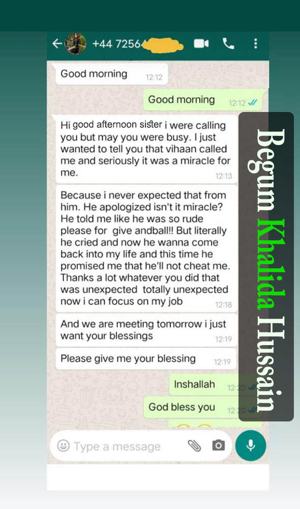 WhatsApp chat feedback of our happy client