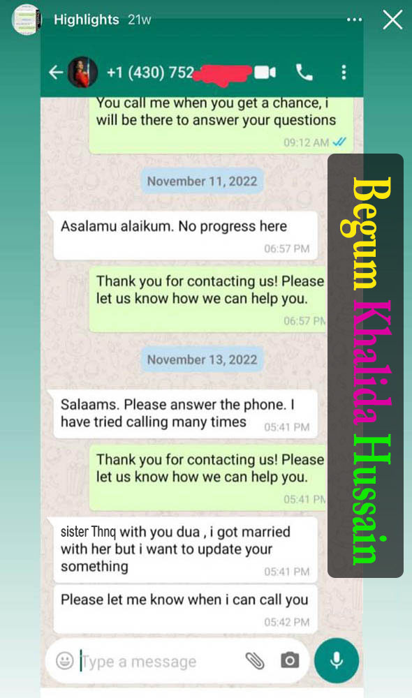 WhatsApp chat feedback of our happy client
