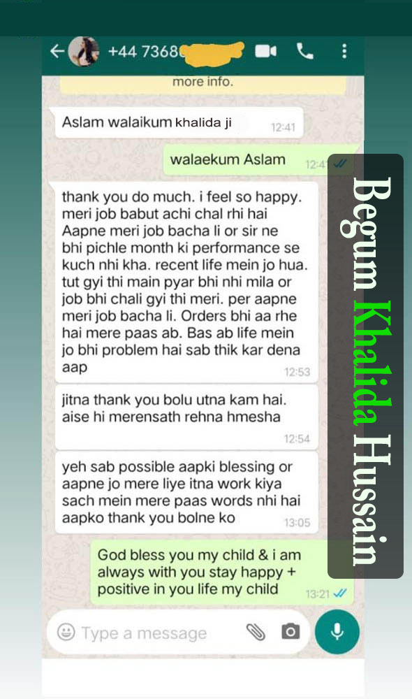 WhatsApp chat feedback of our happy client