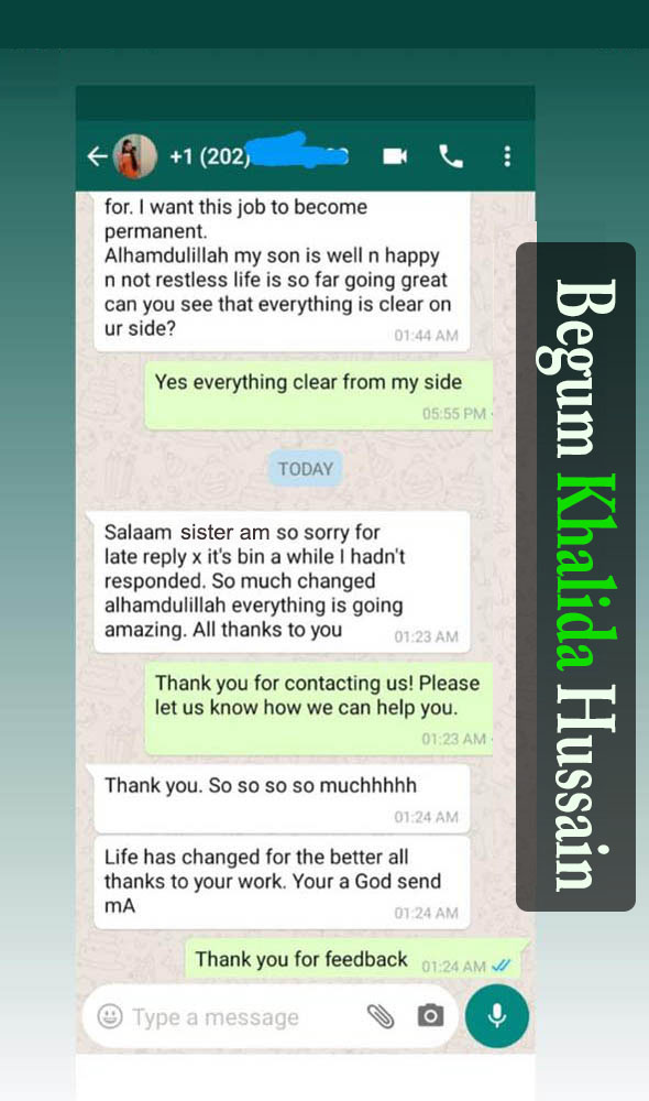WhatsApp chat feedback of our happy client